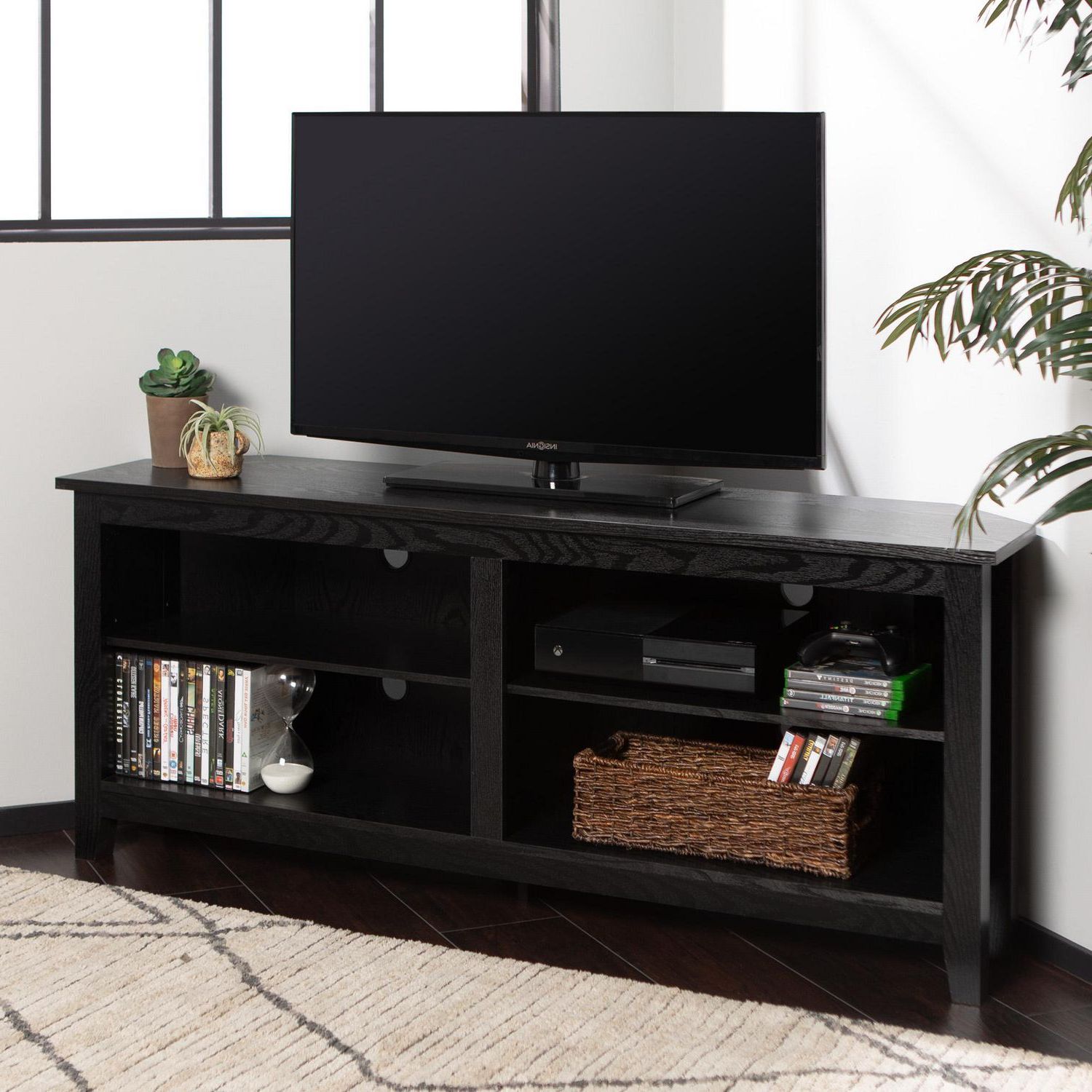 Corner Tv Stands For Tvs Up To 43" Black Intended For Latest Manor Park Corner Media Storage Tv Stand For Tv's Up To 60 (Photo 4 of 10)