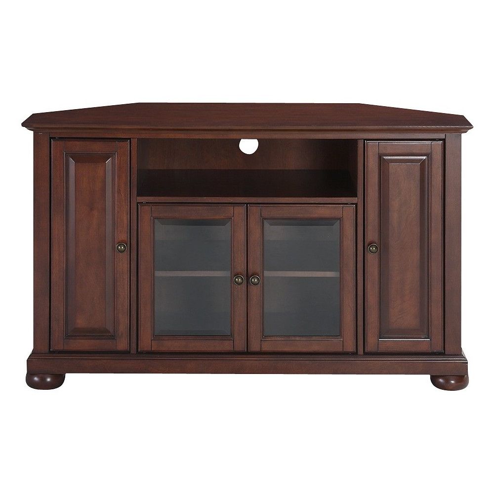 Corner Tv Stands For Tvs Up To 48" Mahogany Throughout Trendy Alexandria Corner Tv Stand Mahogany 48" – Crosley (View 8 of 10)