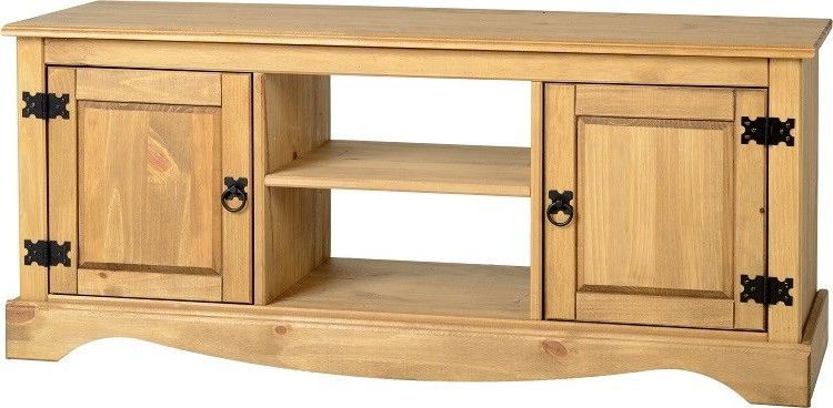 Corona Solid Pine 2 Door 1 Shelf Tv Unit With A Distressed Regarding Most Up To Date Corona Grey Flat Screen Tv Unit Stands (View 10 of 10)