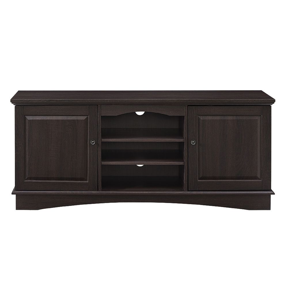 Current Modern Tv Stands In Oak Wood And Black Accents With Storage Doors With Regard To 60" Espresso Wood Tv Stand (View 8 of 10)