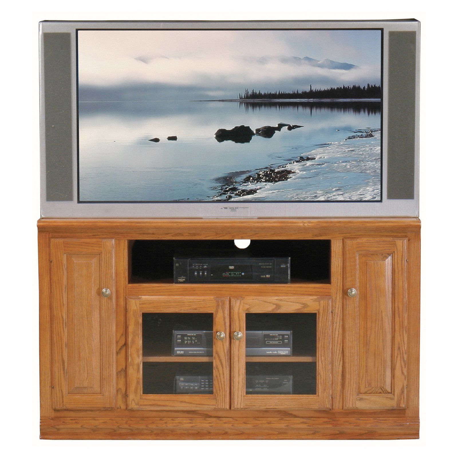 Dillon Tv Stands Oak Regarding Most Current Eagle Furniture Classic Oak Thin Customizable 55 In (View 6 of 10)