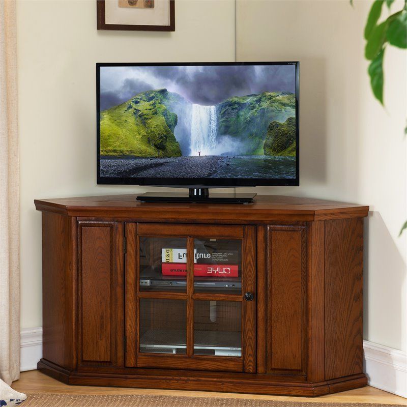 Dillon Tv Stands Oak Within Newest Leick Furniture 46" Corner Tv Stand In Burnished Oak (View 1 of 10)
