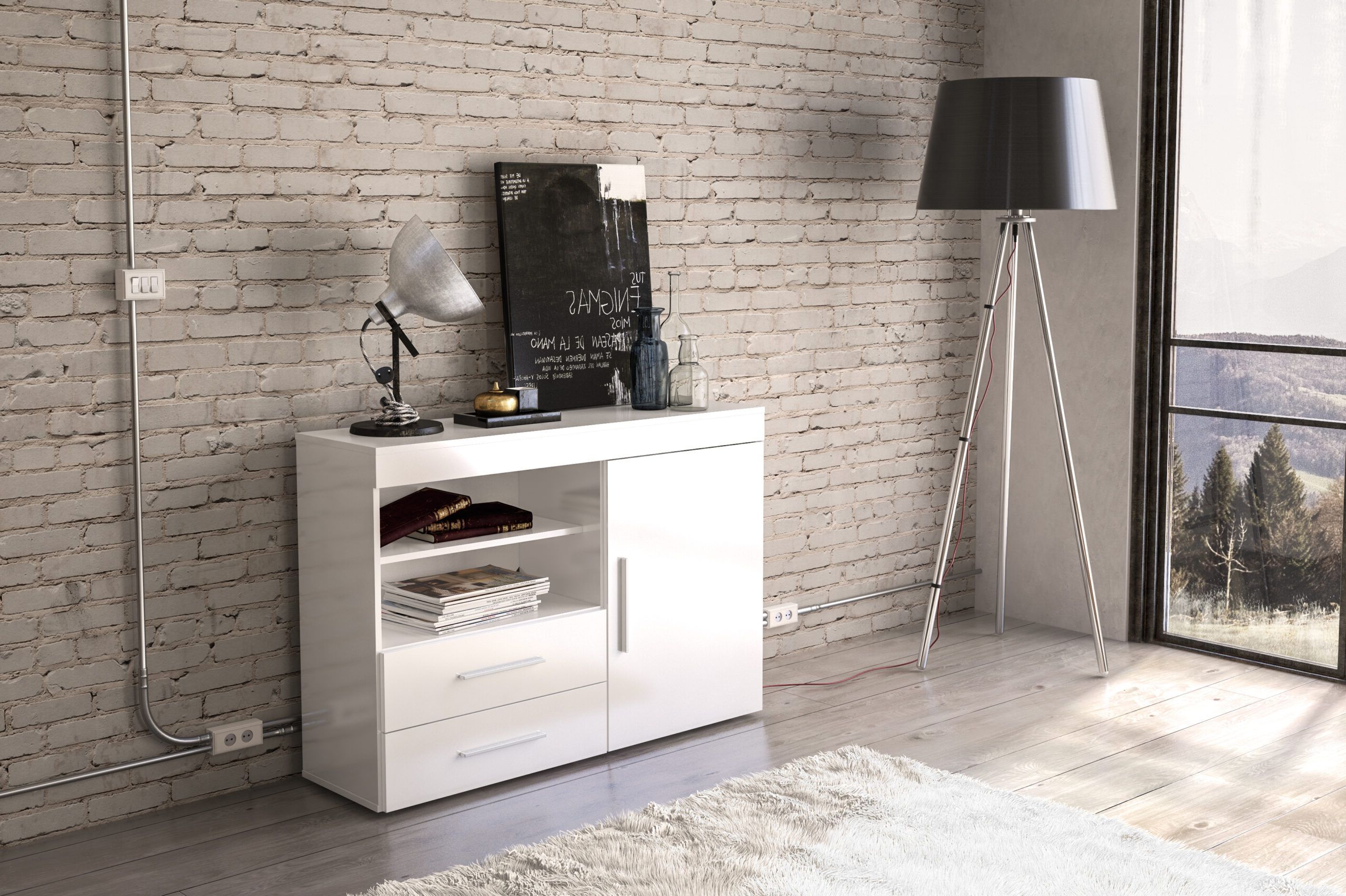 Edgeware 1 Door 2 Drawer Sideboard White – Niture Uk Intended For Most Recent Edgeware Tv Stands (View 10 of 25)