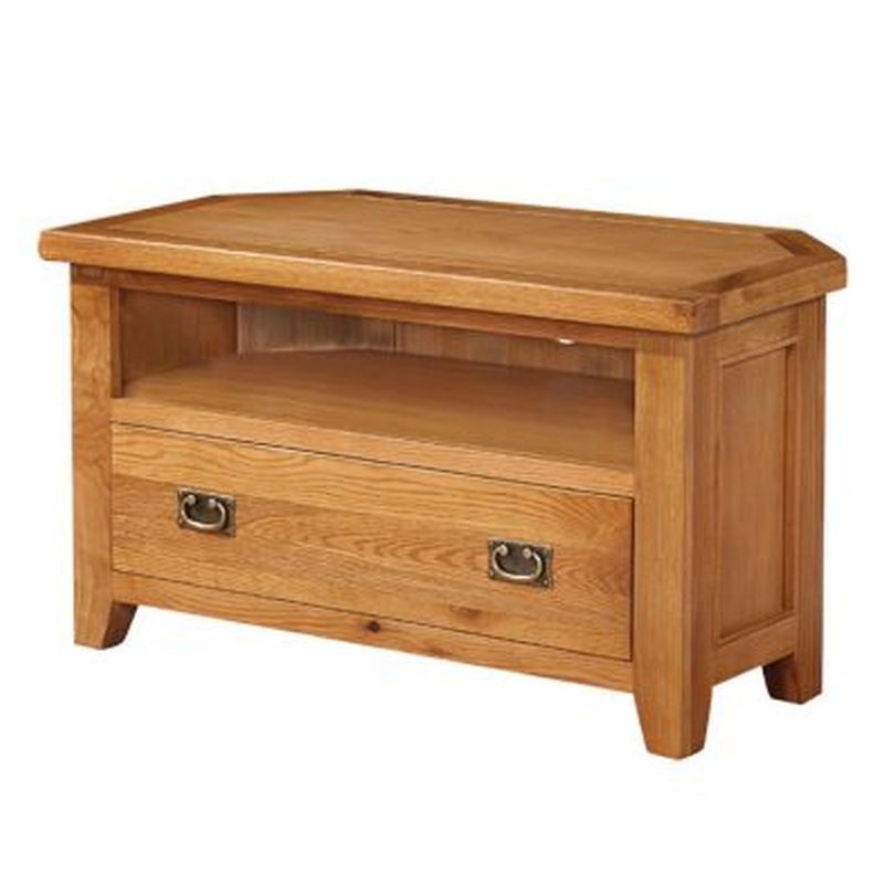 Famous Cotswold Widescreen Tv Unit Stands Intended For Cotswold Oak Corner Tv Unit – Buy Online At Qd Stores (View 8 of 10)