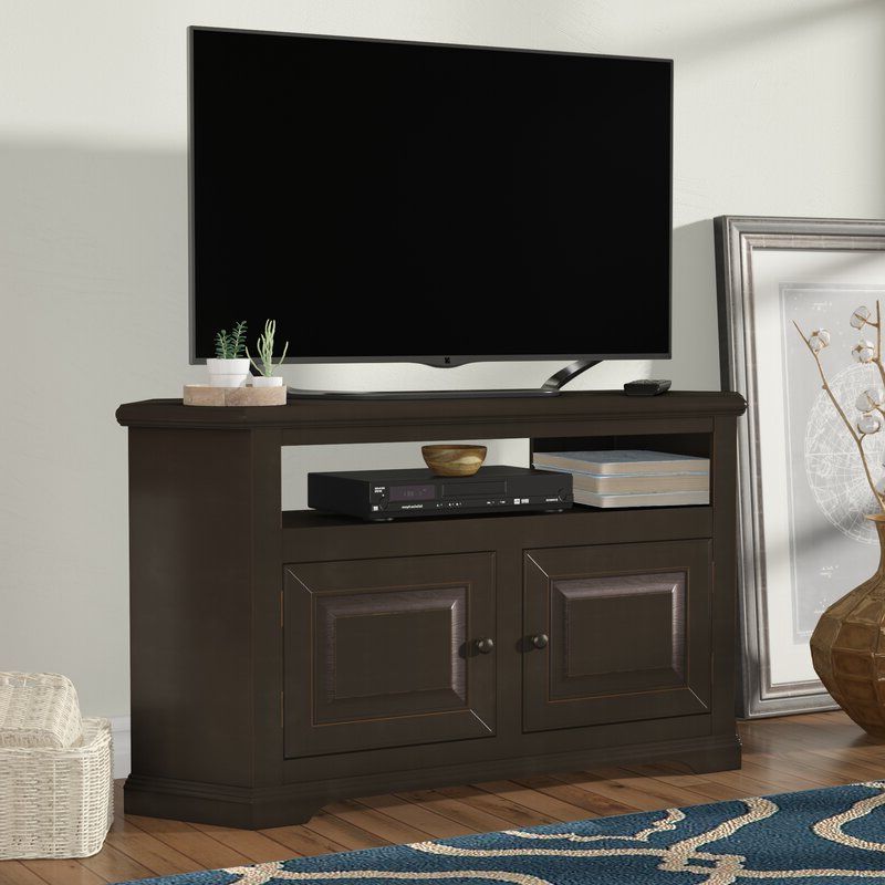 Famous Exhibit Corner Tv Stands Intended For Red Barrel Studio® Wentzel Corner Tv Stand For Tvs Up To (View 6 of 10)
