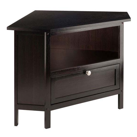 Famous Priya Corner Tv Stands With Winsome Wood Zena 37 Inch Corner Tv Stand (espresso)  (View 18 of 25)