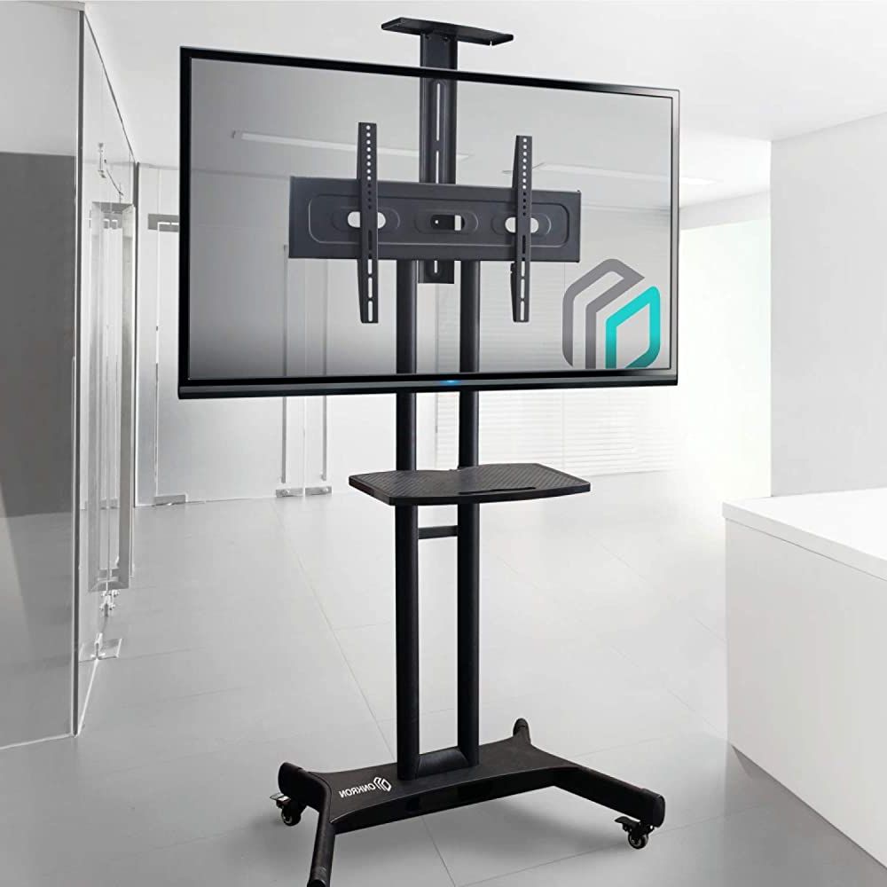 Famous Rolling Tv Stands With Wheels With Adjustable Metal Shelf With Buy Onkron Mobile Tv Stand With Mount Rolling Tv Cart For (View 8 of 10)