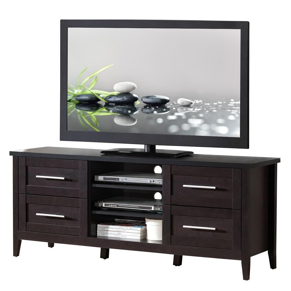 Famous Tv Stands With Cable Management Pertaining To Techni Mobili 16 In. Espresso Particle Board Tv Stand With (Photo 6 of 10)