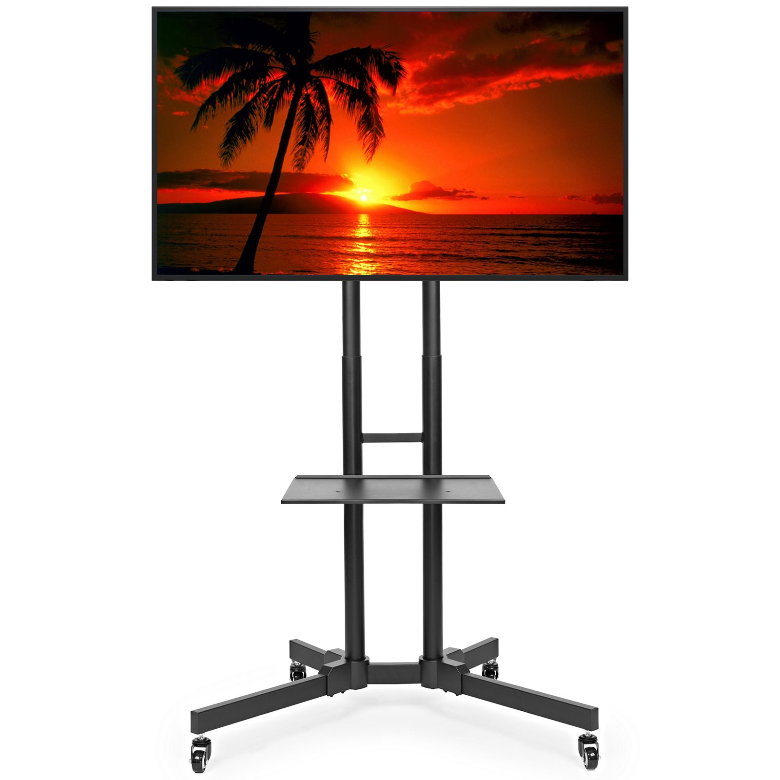 Fashionable Easyfashion Adjustable Rolling Tv Stands For Flat Panel Tvs With Regard To Rolling Tv Stand Cart Mount For Oled, Led, Flat Screen (View 5 of 10)