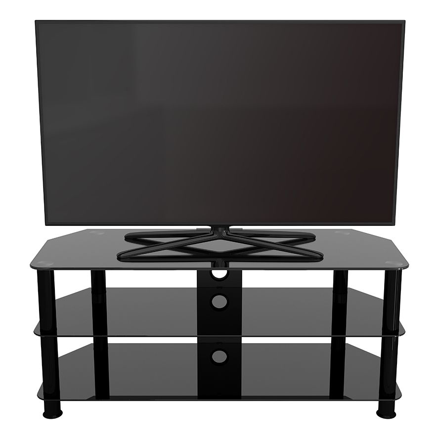 Fashionable Sdc1140cmbb A: Classic – Corner Glass Tv Stand With Cable With Avf Group Classic Corner Glass Tv Stands (View 2 of 10)