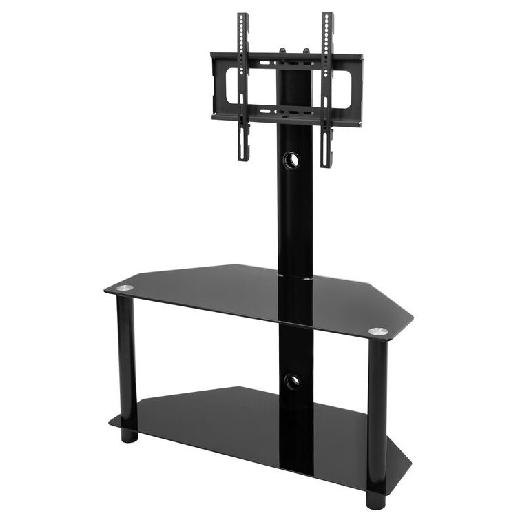 Floor Tv Stands With Swivel Mount And Tempered Glass Shelves For Storage In Well Known Mount It! Floor Tv Stand With Mount And Tempered Glass (View 8 of 10)