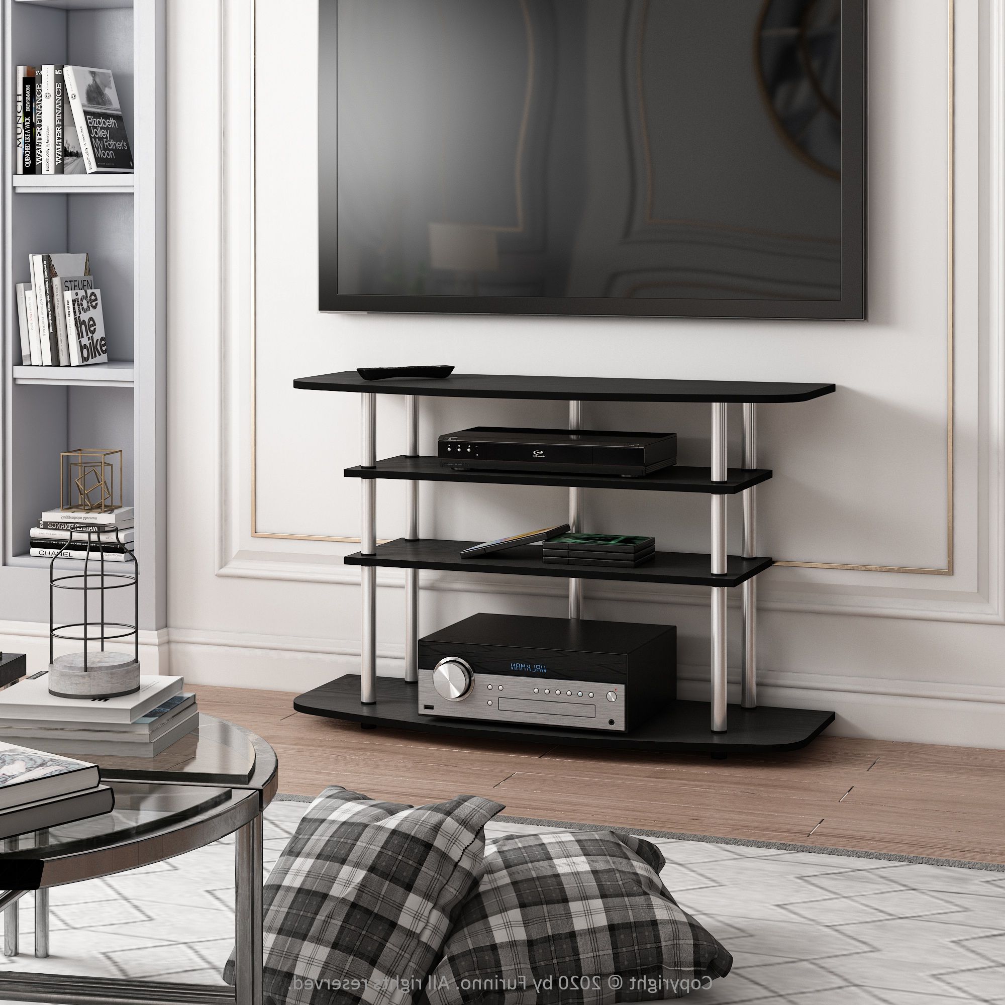 Furinno Frans Turn N Tube 4 Tier Tv Stand For Tv Up To 46 Within Fashionable Furinno Jaya Large Tv Stands With Storage Bin (Photo 9 of 10)