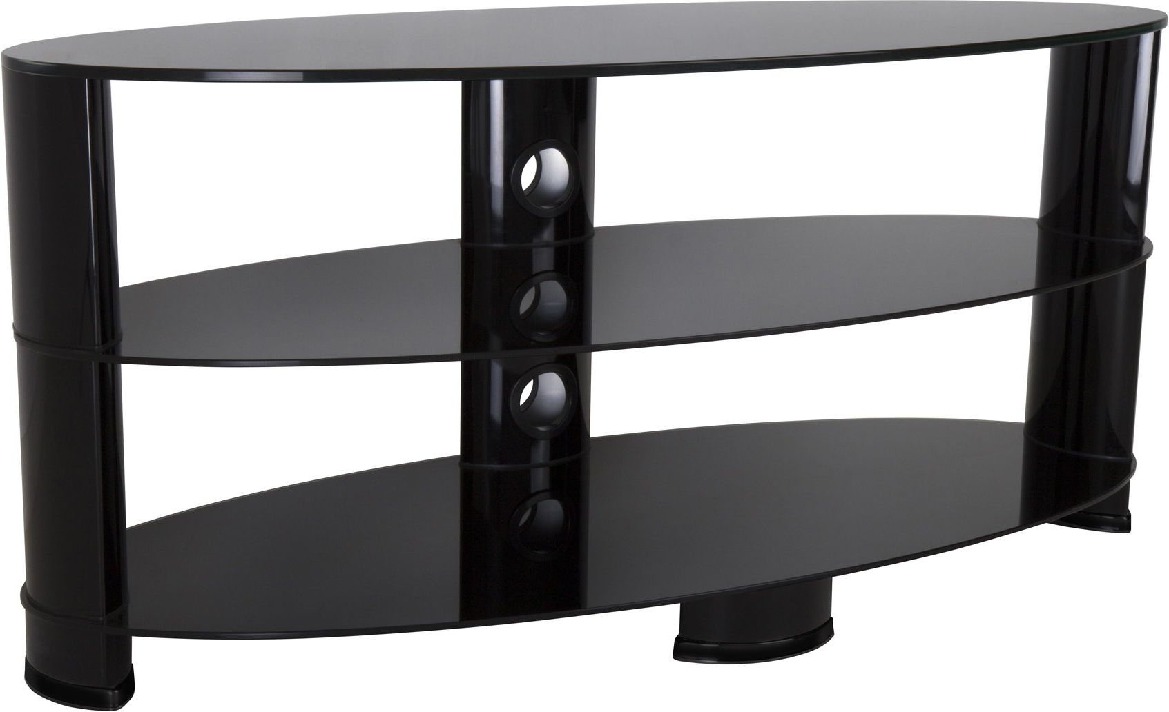 Glass Shelves Tv Stands For Tvs Up To 60" With Regard To Preferred Avf Ovl1200bb Oval Glass Tv Stand For Tvs Up To 55 Inch (View 4 of 10)