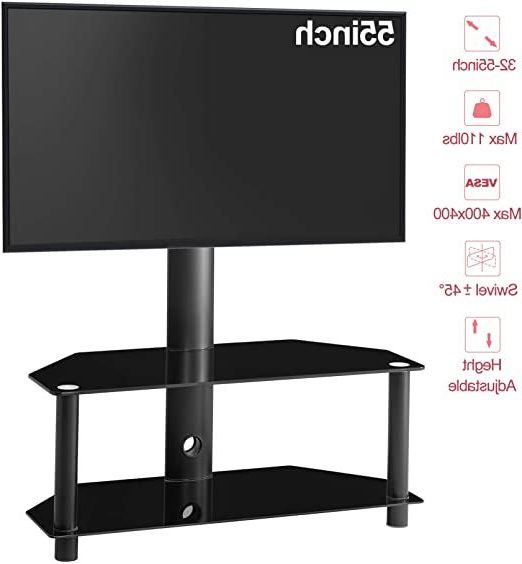 Ianiya Swivel Floor Tv Stand With Mount Height Adjustable Pertaining To Latest Floor Tv Stands With Swivel Mount And Tempered Glass Shelves For Storage (Photo 2 of 10)