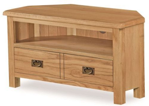 Lanner Oak Corner Tv Stand Unit Media Rustic Solid Wood With Most Current Manhattan Compact Tv Unit Stands (View 8 of 10)