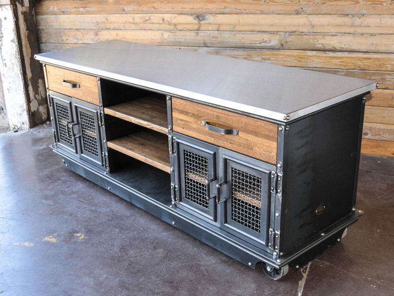 Large Boxcar Ellis Console – Model #e46 – Vintage Pertaining To Famous Kado Corner Metal Mesh Doors Tv Stands (View 6 of 10)