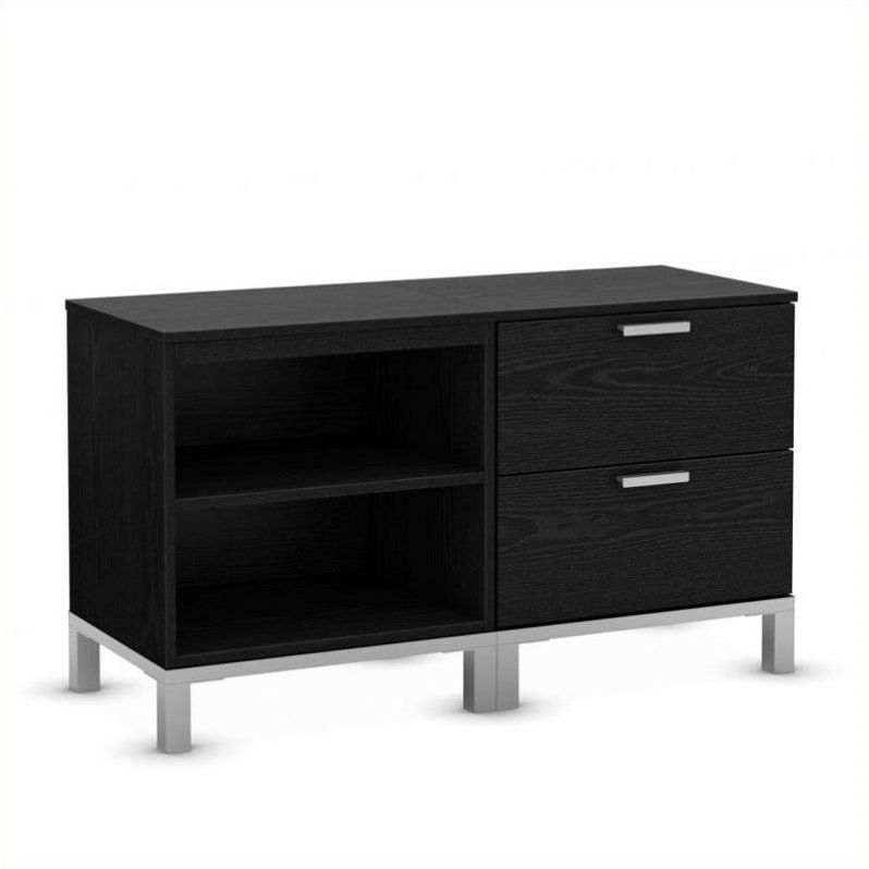 Latest South Shore Flexible 2 Drawer And 2 Shelf Unit In Black Regarding Mainstays Payton View Tv Stands With 2 Bins (Photo 2 of 10)