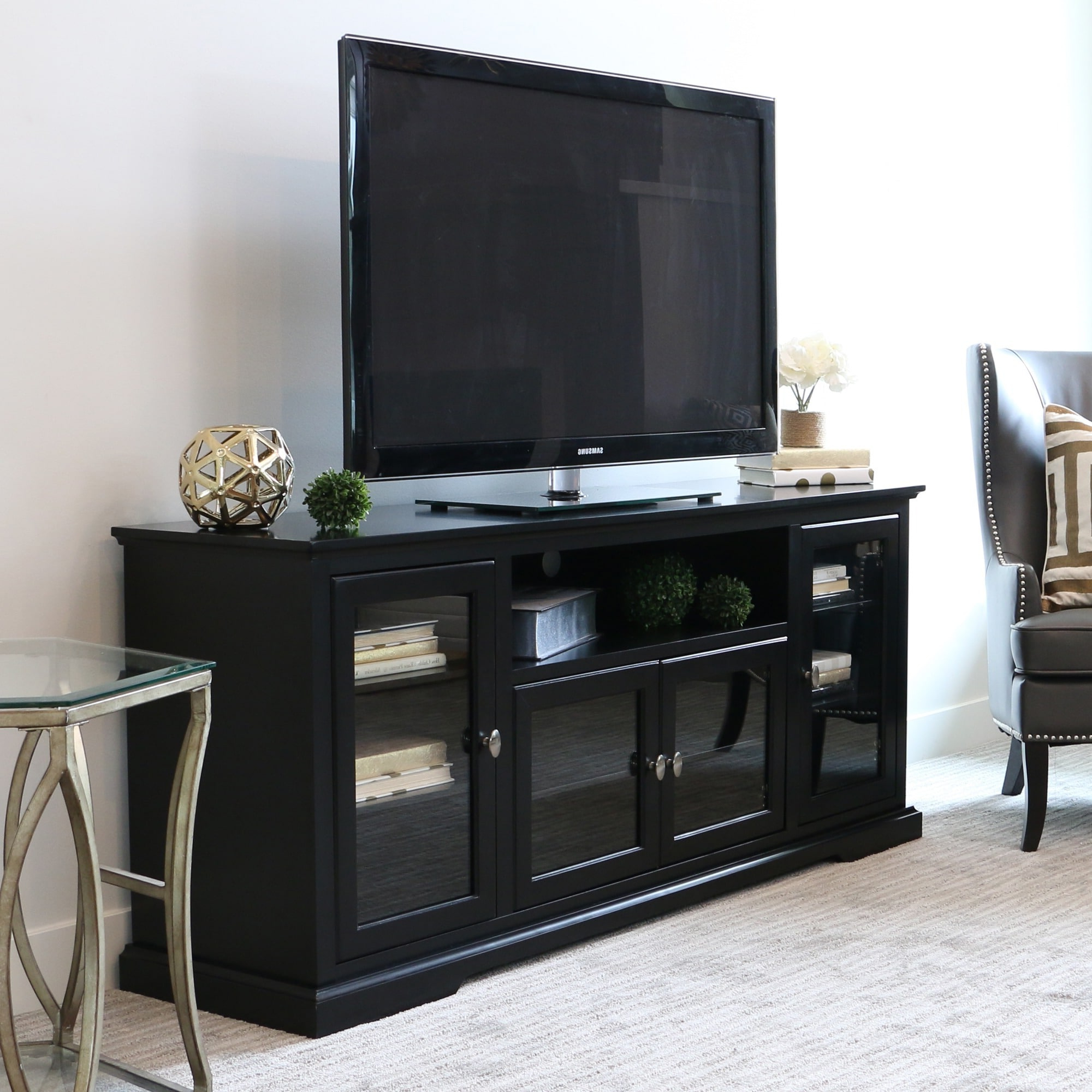 Mainor Tv Stands For Tvs Up To 70" Inside Preferred Shop 70 Inch Black Wood Highboy Tv Stand – Free Shipping (View 8 of 25)