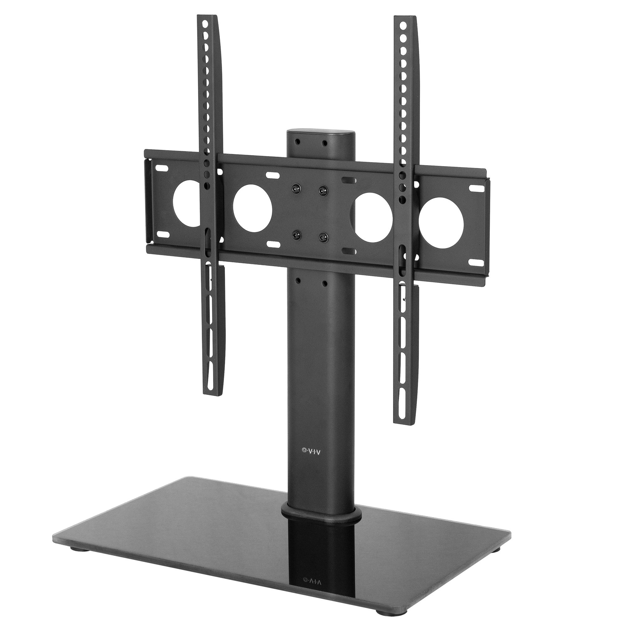 Modern Black Universal Tabletop Tv Stands With Fashionable Vivo Black Tv Table Top Stand W/ Glass Base (View 6 of 10)