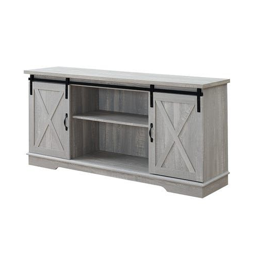 Modern Farmhouse Style 58" Tv Stands With Sliding Barn Door Intended For Newest Stone Gray Farmhouse Sliding Barn Door 58" Tv Stand (Photo 5 of 10)