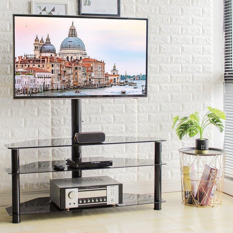 Modern Floor Tv Stands With Swivel Metal Mount Pertaining To Widely Used Corner Floor Tv Stand With Swivel Mount Shelf For 32 – 65 (Photo 10 of 10)