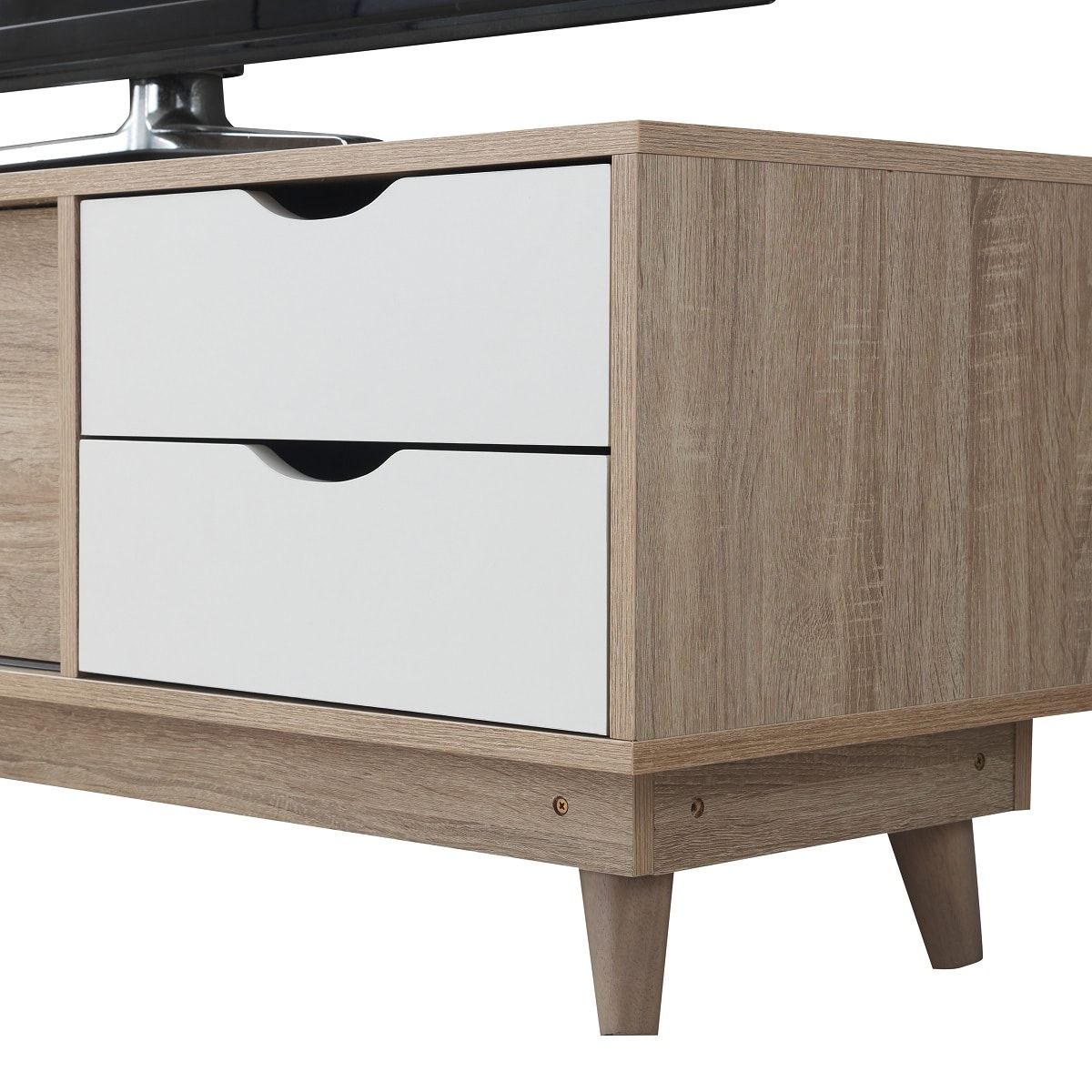 Most Popular Alford Scandinavian Tv Unit Sonoma Oak & White – Y1 Furniture Pertaining To Emmett Sonoma Tv Stands With Coffee Table With Metal Frame (View 9 of 10)