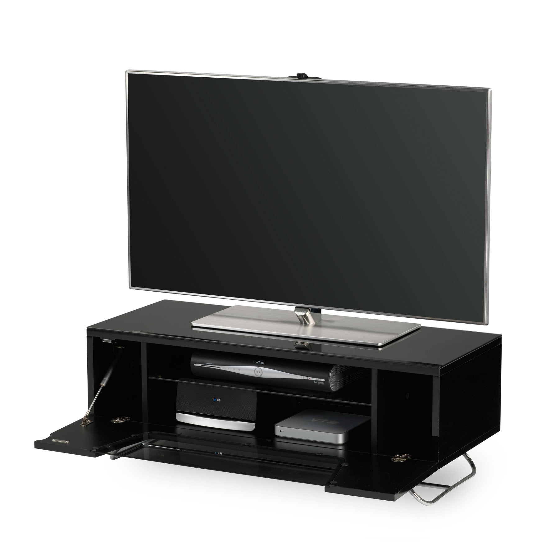 Most Popular Caleah Tv Stands For Tvs Up To 50" With Regard To Alphason Chromium 2 100cm Black Tv Stand For Up To 50" Tvs (View 12 of 25)