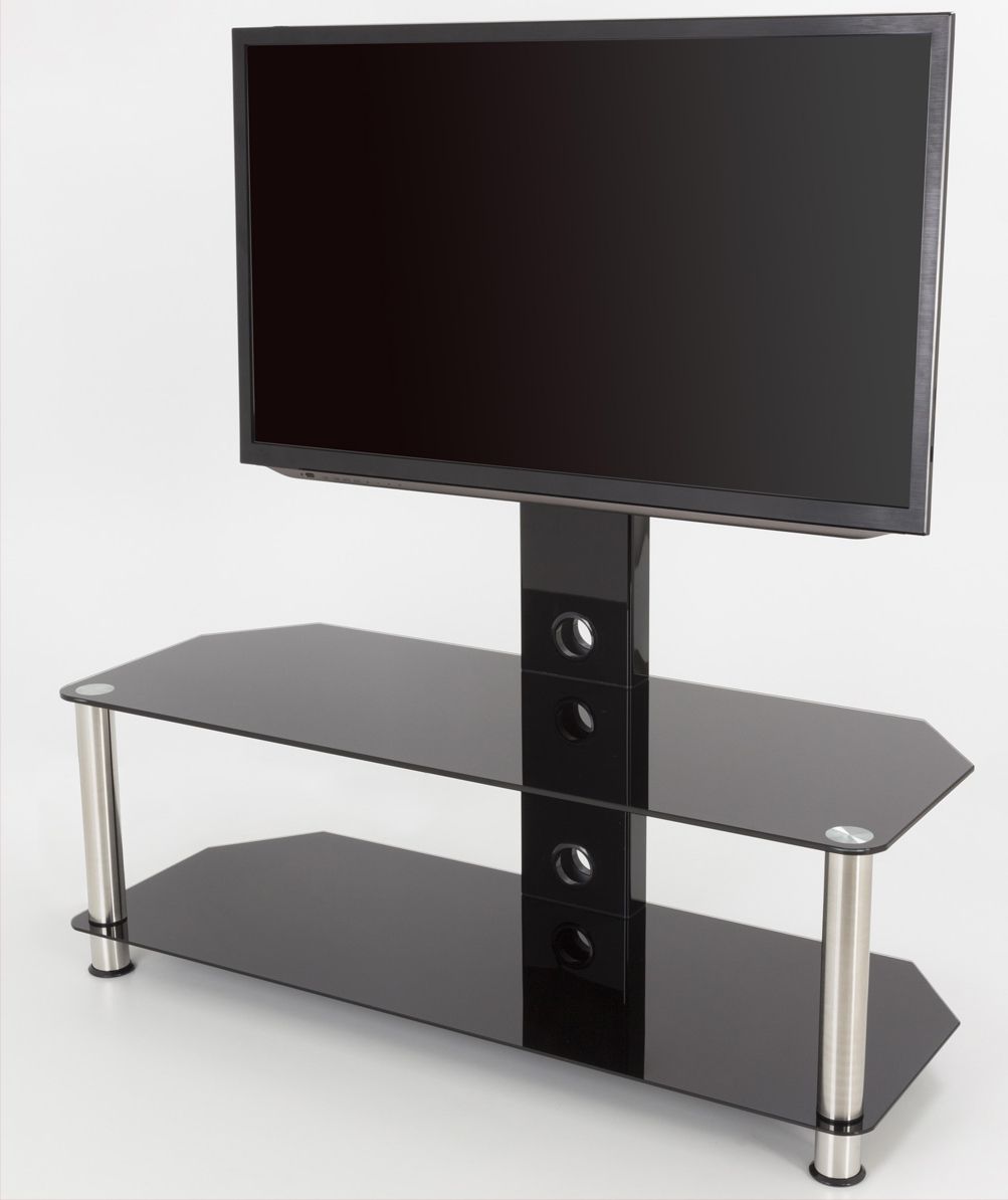 Most Recent Avf Sdcl1140 Universal Black Glass And Chrome Legs Intended For Glass Shelves Tv Stands For Tvs Up To 65" (View 5 of 10)