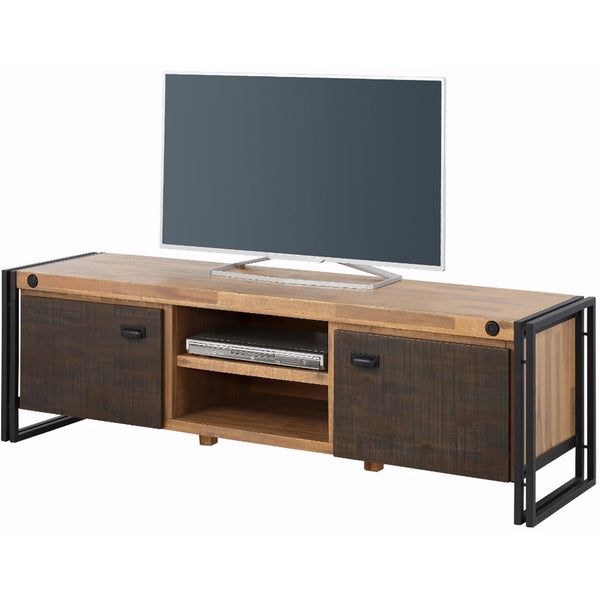 Most Recent Freya Corner Tv Stands Intended For Shop Indira Acacia Wood And Metal 2 Door Lowboard Tv Stand (View 3 of 10)