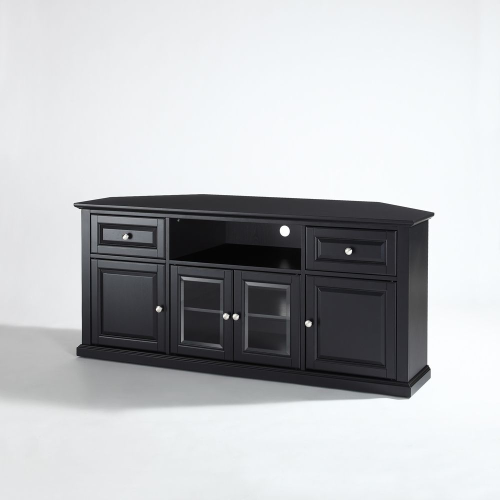 Most Recent Margulies Tv Stands For Tvs Up To 60" With Crosley Furniture – 60" Corner Tv Stand In Black (View 13 of 25)