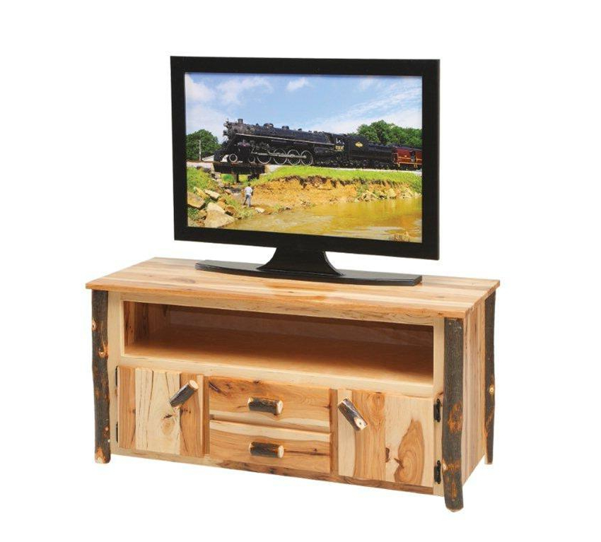 Most Recently Released Amish Rustic Cabin Hickory Tv Stand Throughout Lucy Cane Cream Corner Tv Stands (View 2 of 25)