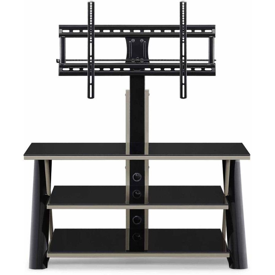 Most Recently Released Glass Shelves Tv Stands For Tvs Up To 65" Inside Tv Stands For Flat Screens With Mount Black Holds Up To (View 7 of 10)