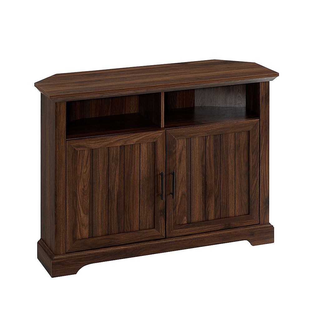 Most Recently Released Grooved Door Corner Tv Stands Intended For Walker Edison Corner Tv Stand For Most Tvs Up To 50" Dark (Photo 7 of 10)