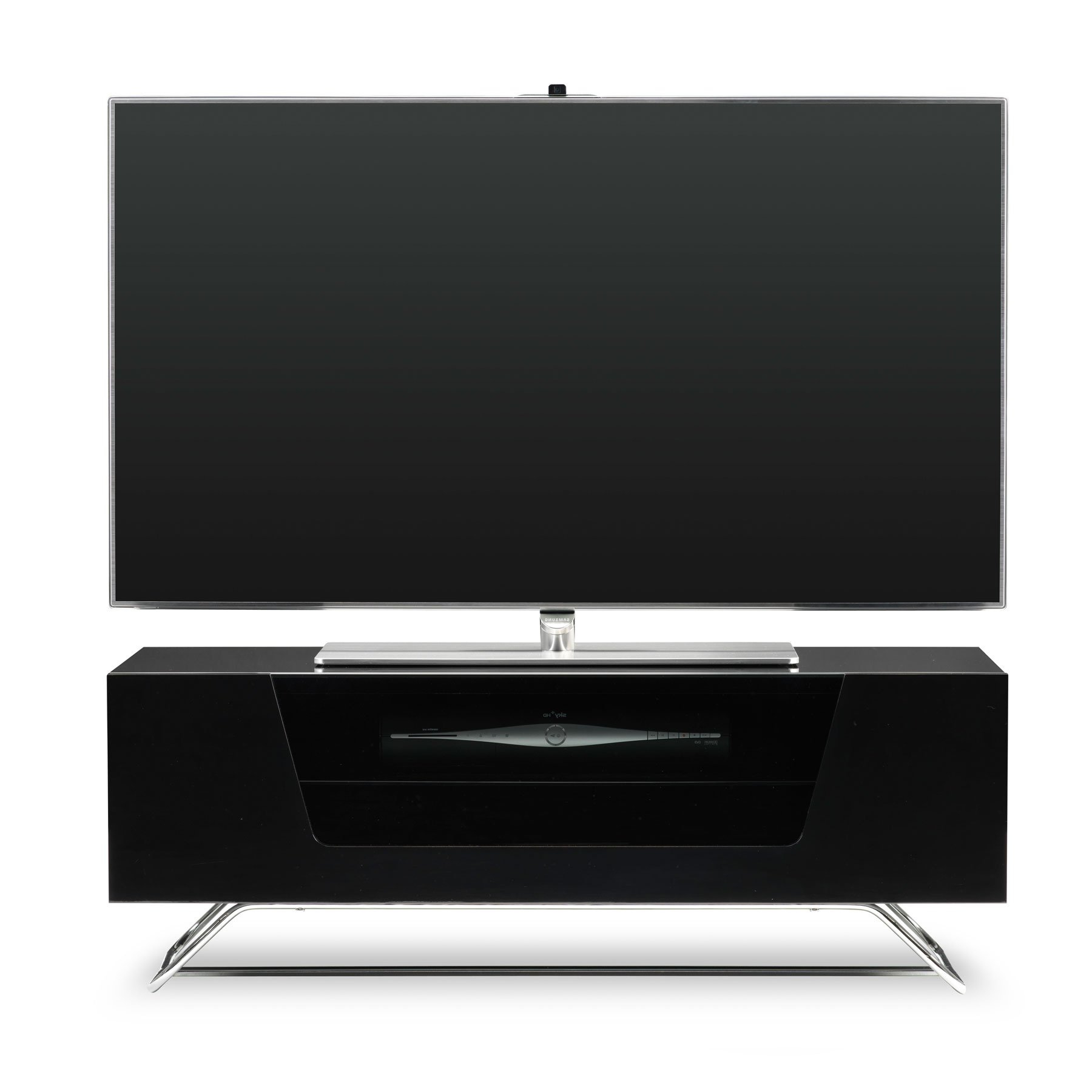 Most Recently Released Leonid Tv Stands For Tvs Up To 50" Pertaining To Alphason Chromium 2 100cm Black Tv Stand For Up To 50" Tvs (View 23 of 25)