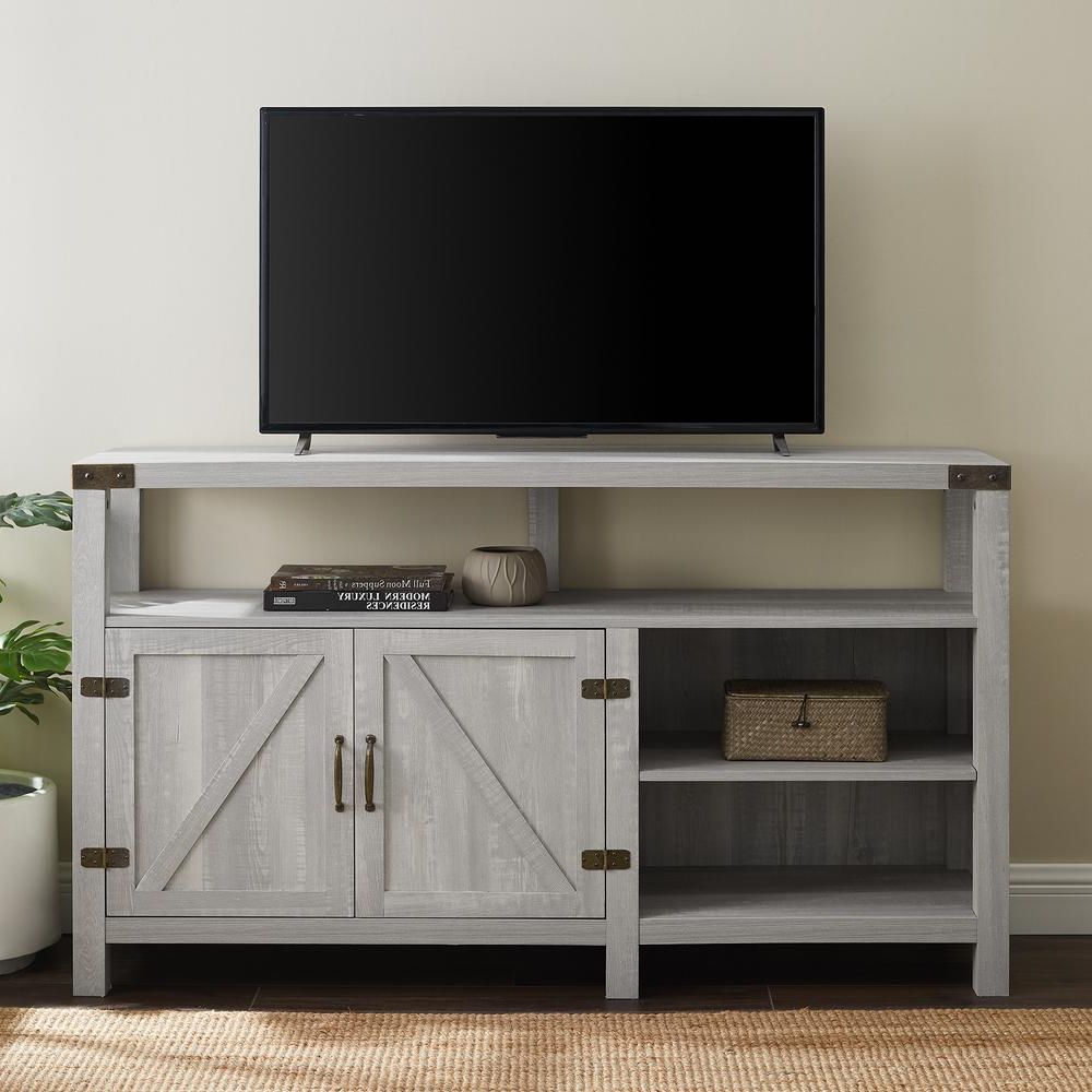 Most Recently Released Walker Edison Furniture Company 16 In. Stone Gray For Walker Edison Farmhouse Tv Stands With Storage Cabinet Doors And Shelves (Photo 1 of 10)