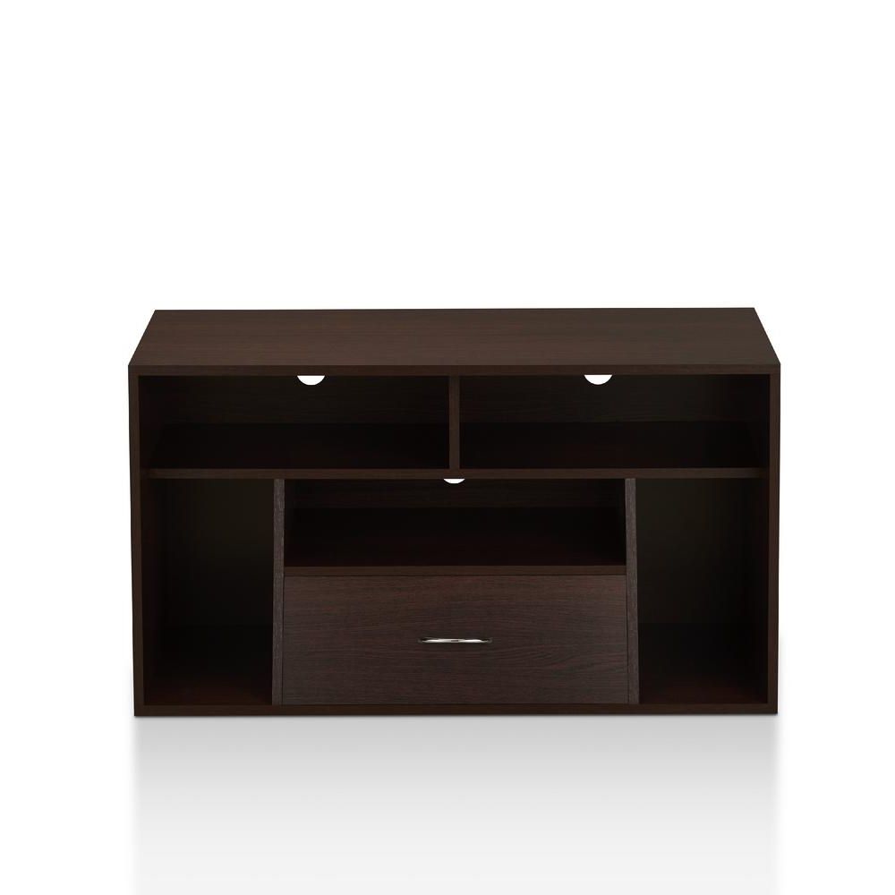 Most Up To Date Furniture Of America Cher 40 In. Espresso Wood Tv Stand Regarding Tv Stands With Cable Management For Tvs Up To 55" (Photo 3 of 10)