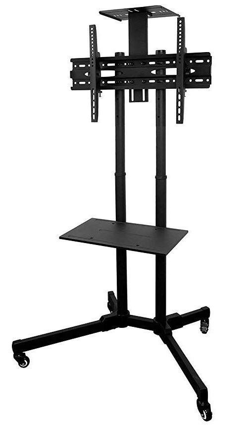 Mount It! Mi 876 Tv Cart Mobile Tv Stand Wheeled Height In Most Recent Rolling Tv Cart Mobile Tv Stands With Lockable Wheels (View 3 of 10)