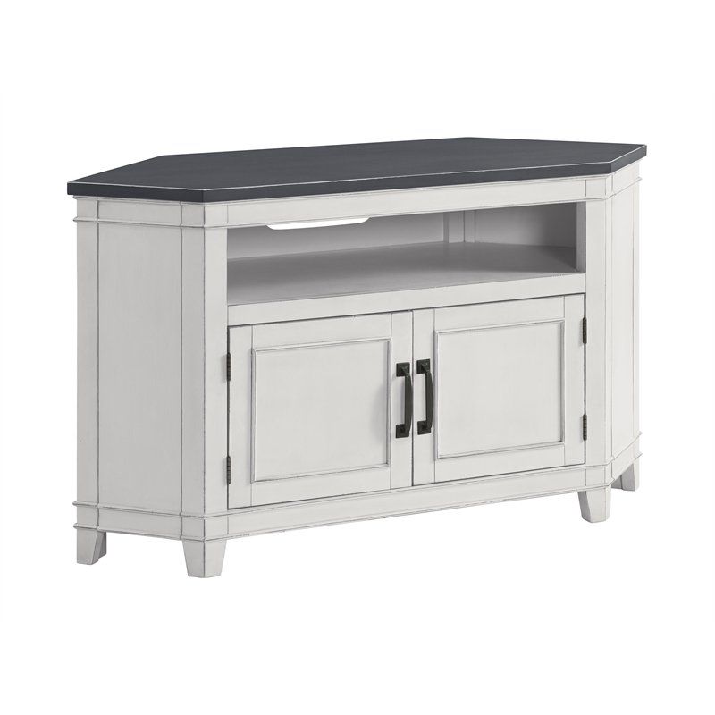 Newest Del Mar 50" Corner Tv Stands White And Gray For White Tv Stands, Looking For White Tv Stands? (Photo 7 of 10)