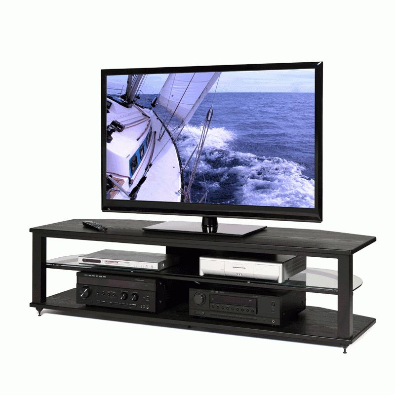 Newest Modern Black Floor Glass Tv Stands With Mount With Plateau Cr Series Black Glass Tv Stand For 48 64 Inch (Photo 4 of 10)