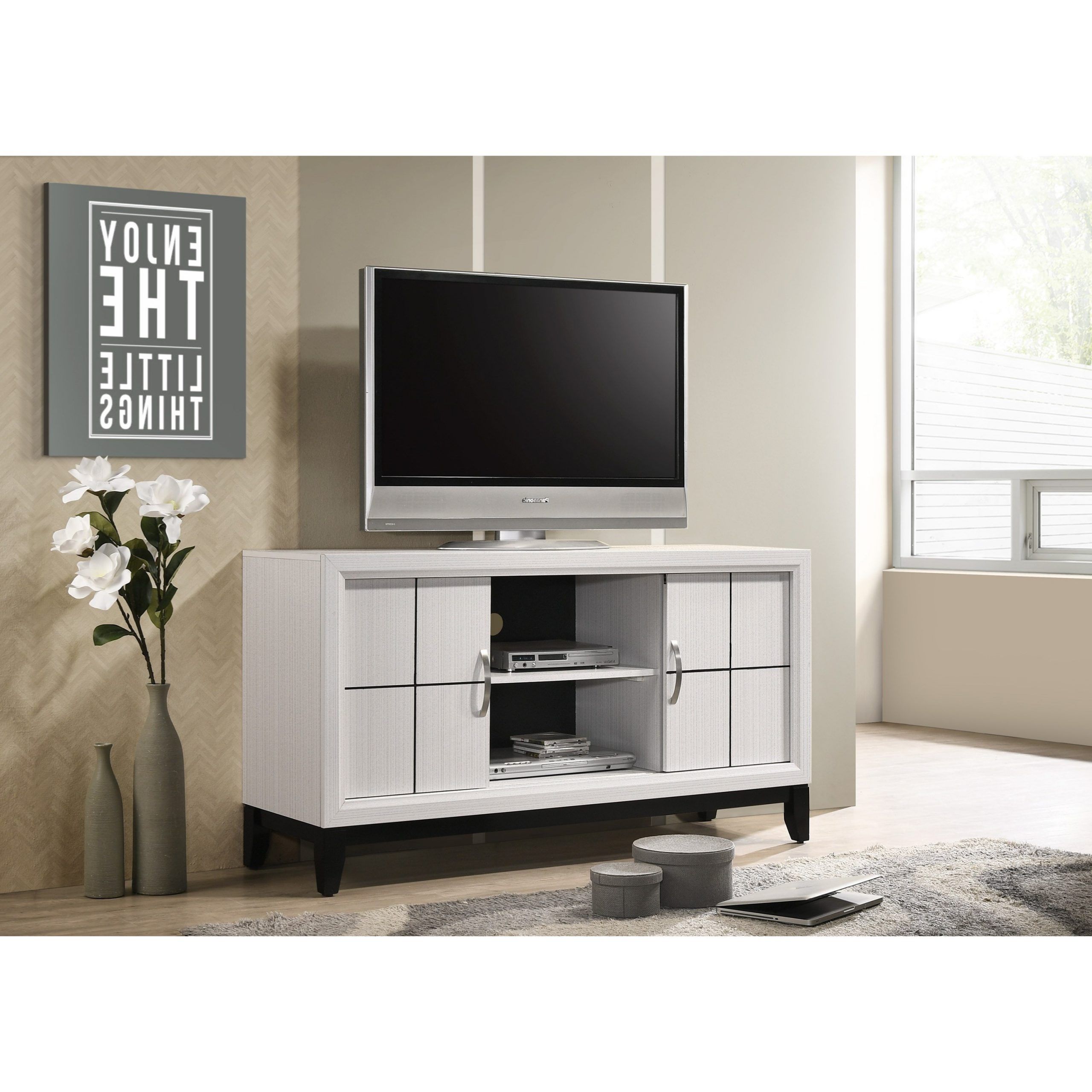 Newest Tv Stands With Cable Management With Crown Mark Akerson Contemporary Tv Stand With Wire (View 4 of 10)