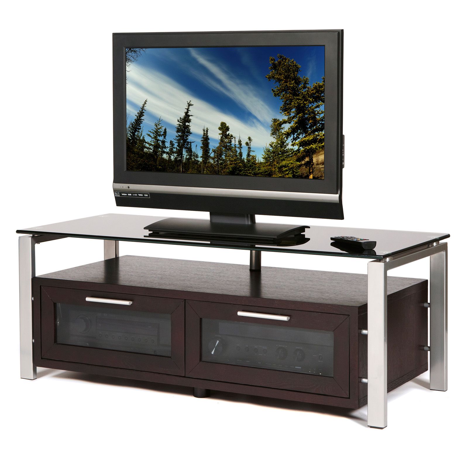 Plateau Decor 50 Inch Tv Stand In Espresso/black And Inside Well Liked Tv Stands Fwith Tv Mount Silver/black (Photo 3 of 10)