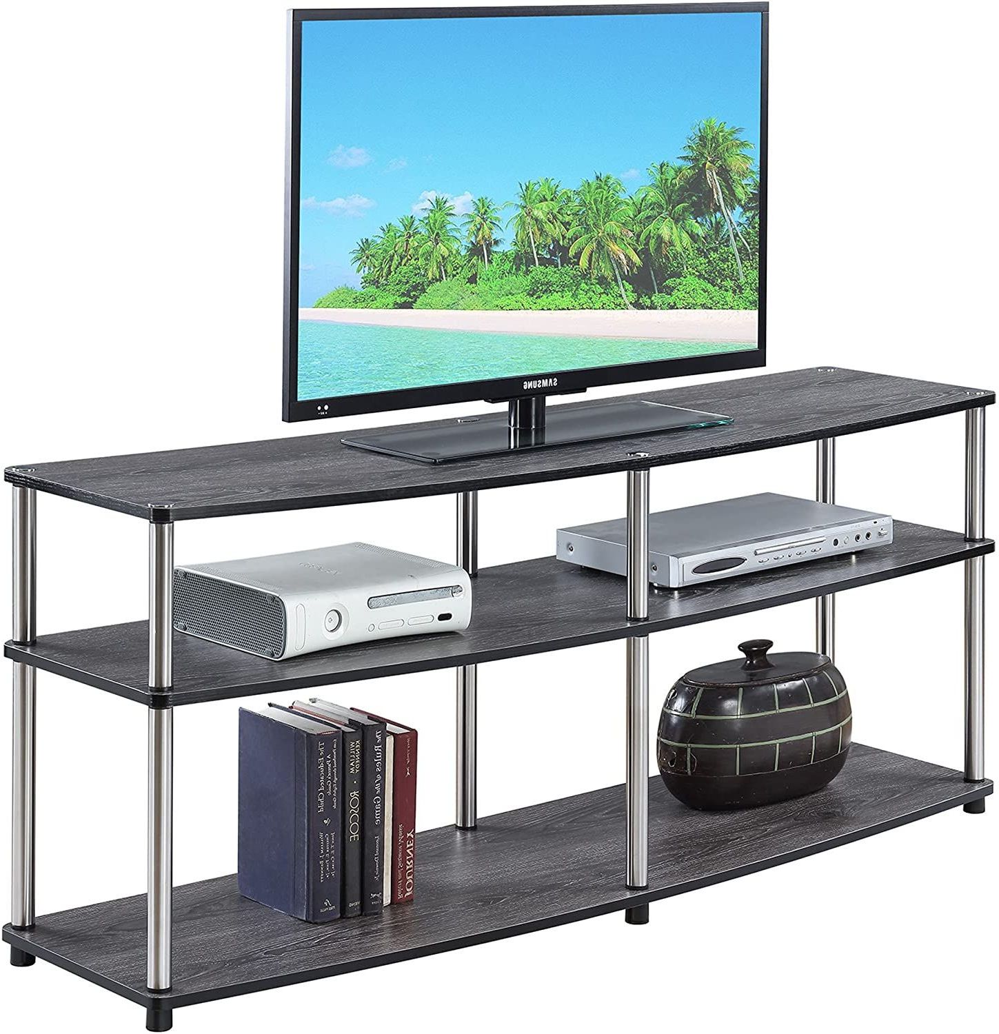 Popular Convenience Concepts Designs2go 3 Tier 60" Tv Stand Throughout Zena Corner Tv Stands (Photo 10 of 10)