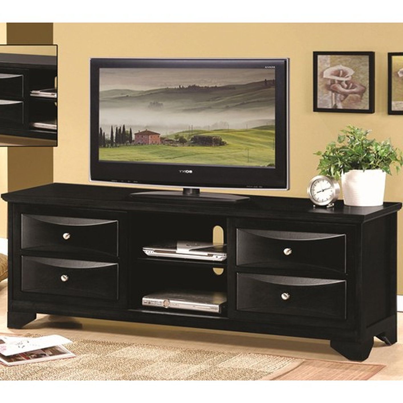 Popular Edgeware Black Tv Stands In Black Wood Tv Stand – Steal A Sofa Furniture Outlet Los (View 3 of 10)
