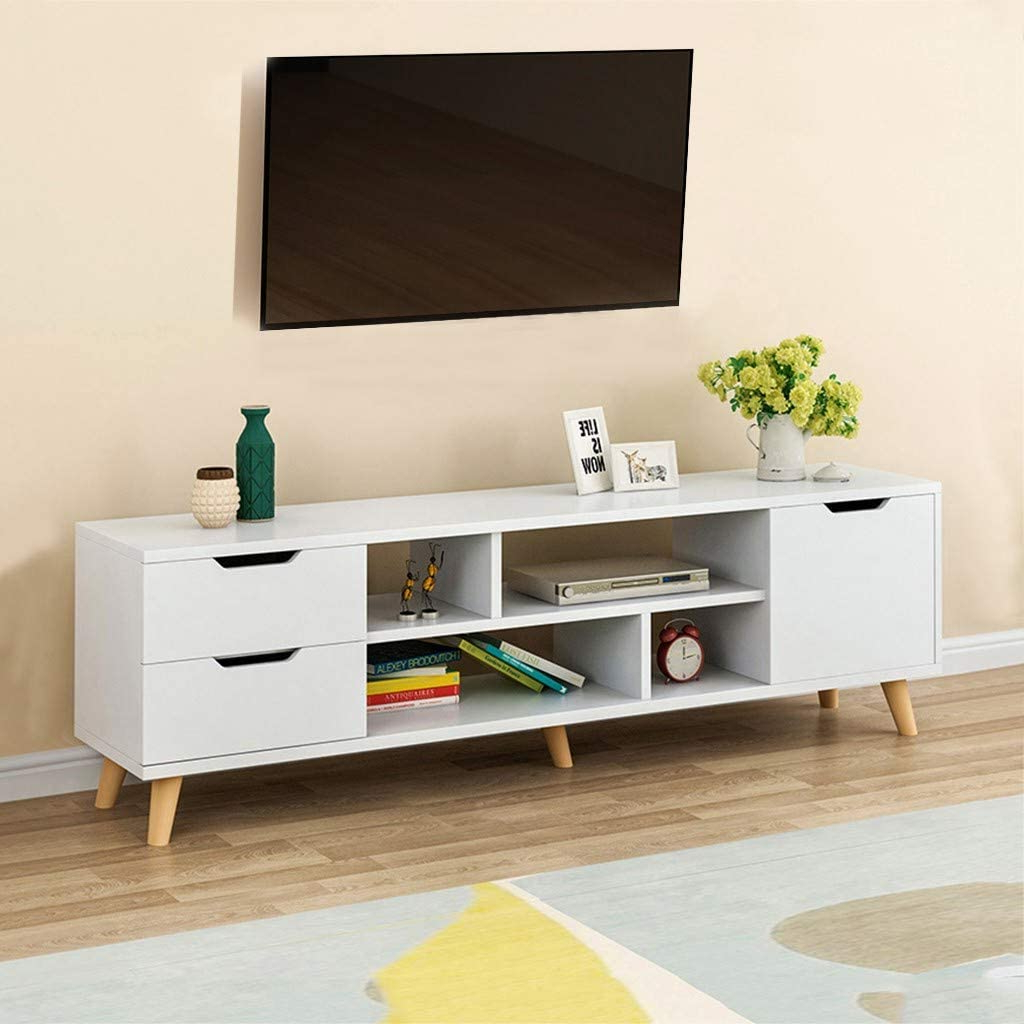 Popular Large Tv Stand Shelves For 43//50//55//65 Inch Tv White Within Alden Design Wooden Tv Stands With Storage Cabinet Espresso (Photo 2 of 10)