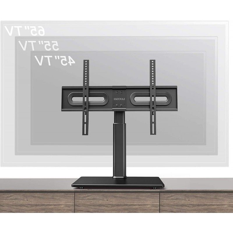 Popular Modern Black Universal Tabletop Tv Stands Inside Lucgo Universal Tv Stand/base Tabletop Tv Stand With (Photo 9 of 10)