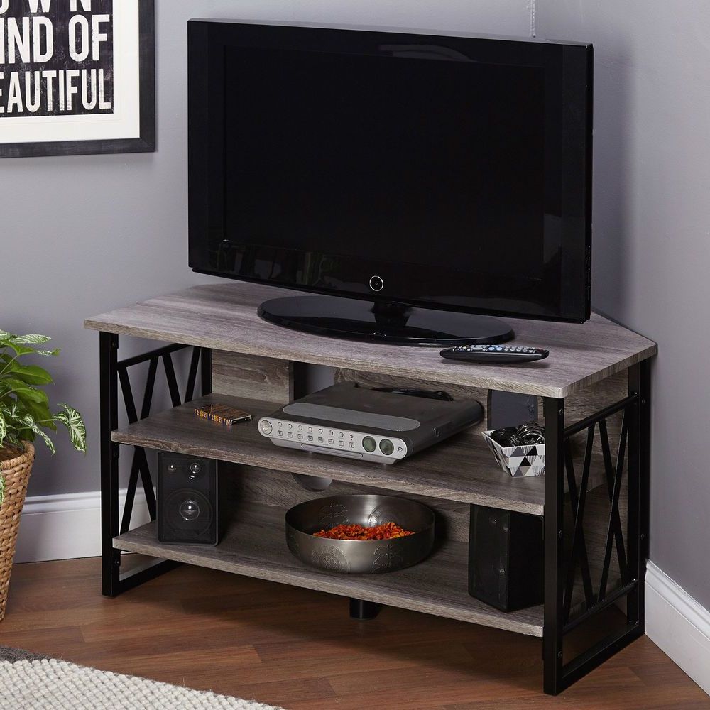 Recent Corner Entertainment Tv Stands Pertaining To Tv Console Corner Stand Entertainment 2 Open Media Storage (Photo 8 of 10)