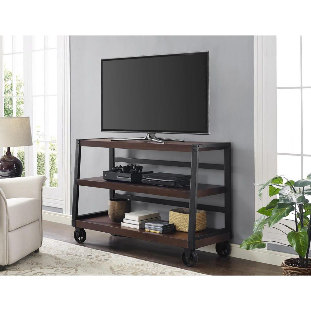 Recent Crosley Cambridge Mahogany Entertainment Center Kf10003dma Inside Easyfashion Modern Mobile Tv Stands Rolling Tv Cart For Flat Panel Tvs (View 9 of 10)