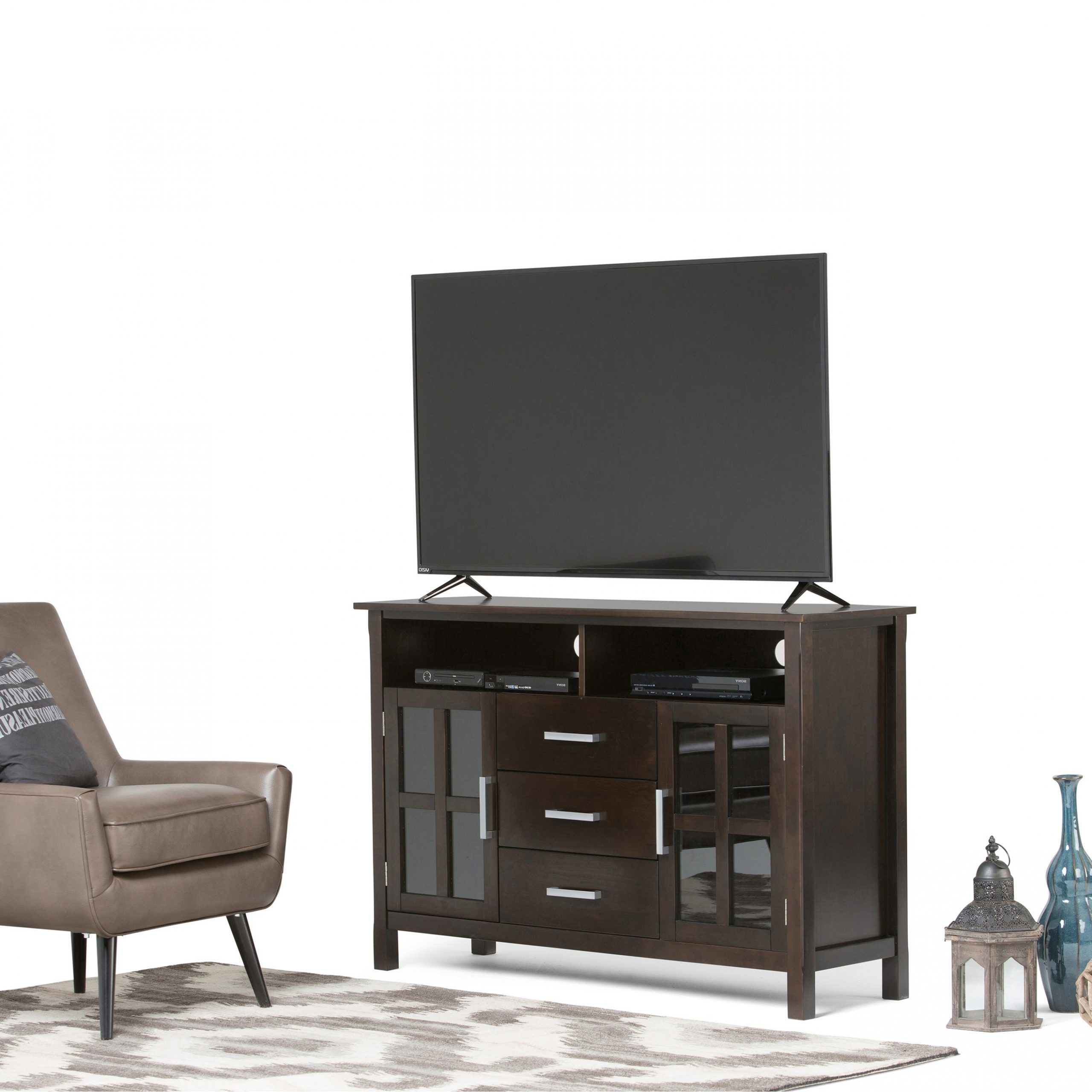 Recent Sahika Tv Stands For Tvs Up To 55" Regarding Wyndenhall Waterloo Solid Wood 53 Inch Wide Contemporary (View 3 of 25)