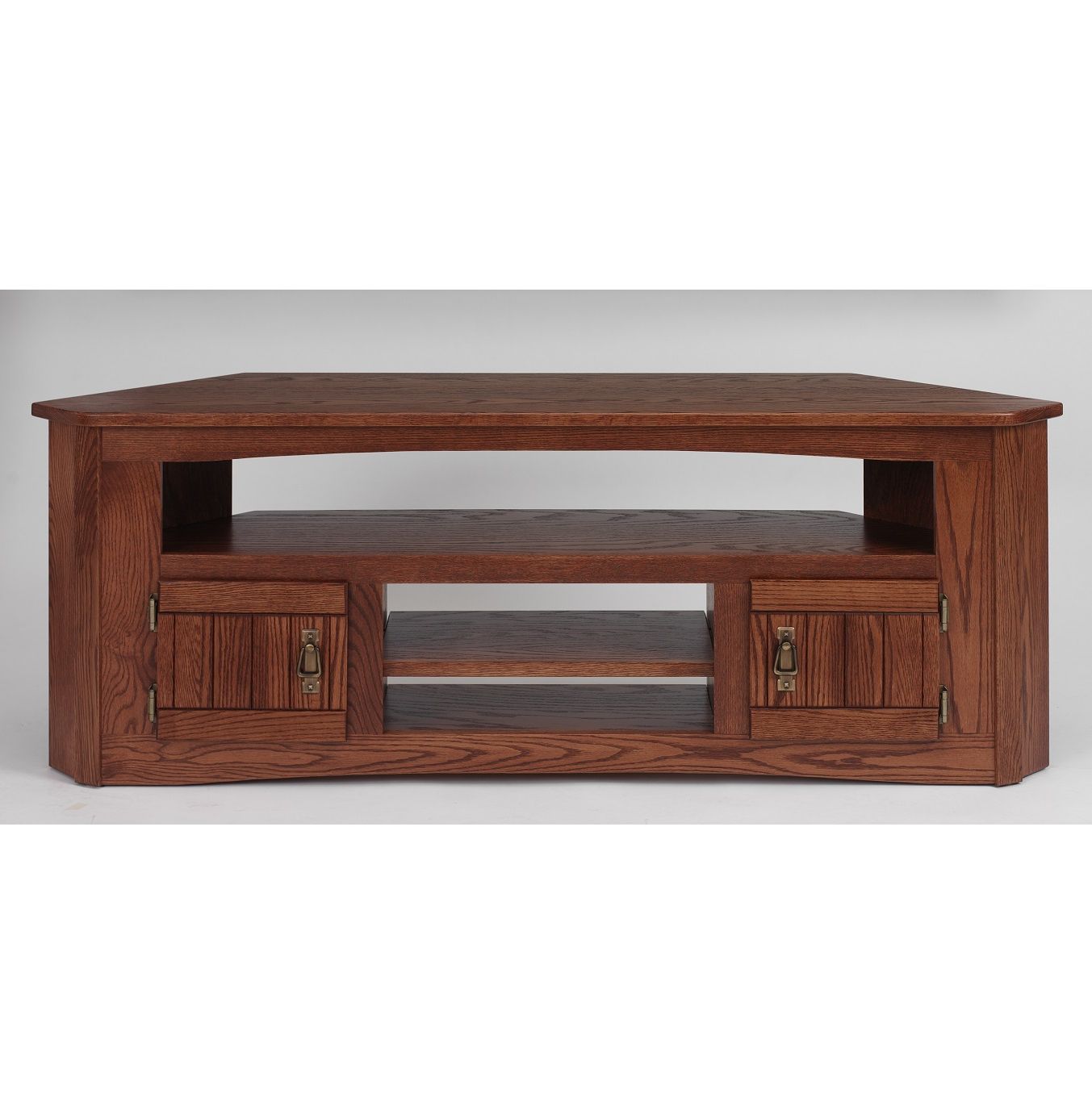 Recent Solid Oak Mission Style Corner Tv Stand – 61" – The Oak Pertaining To 60" Corner Tv Stands Washed Oak (View 9 of 10)