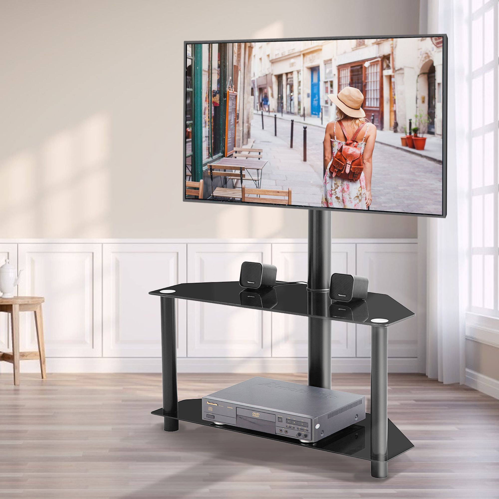 Recent Space Saving Gaming Storage Tv Stands Within Corner Tv Stand, 2 Tier Glass Tv Stand For 32 55 Inch Lcd (View 3 of 10)
